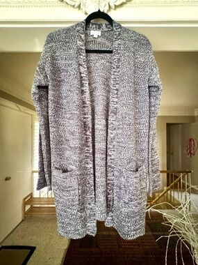 SO Marled Gray Open-Front Women's Cardigan